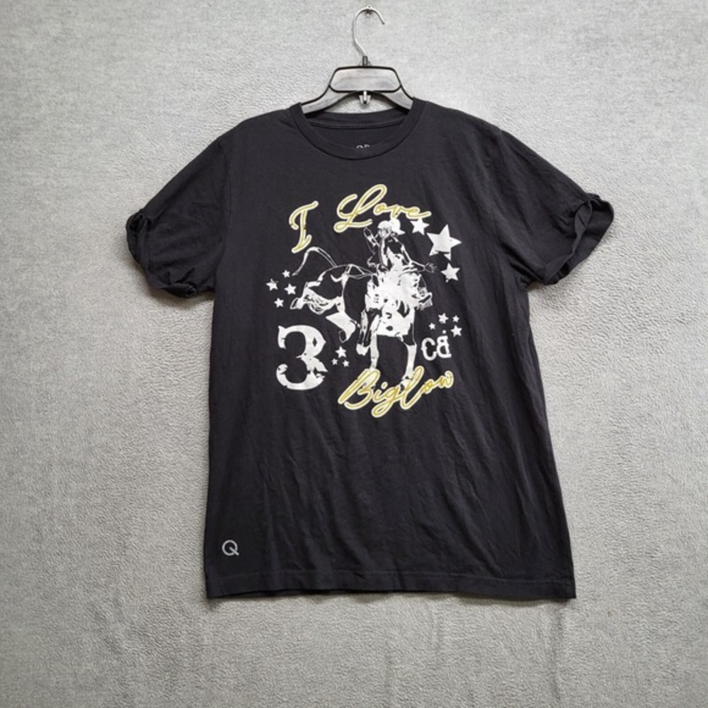 Quincy Women Shirt XL Black I Love Graphic Big Cow Casual Cotton Short - Picture 1 of 8
